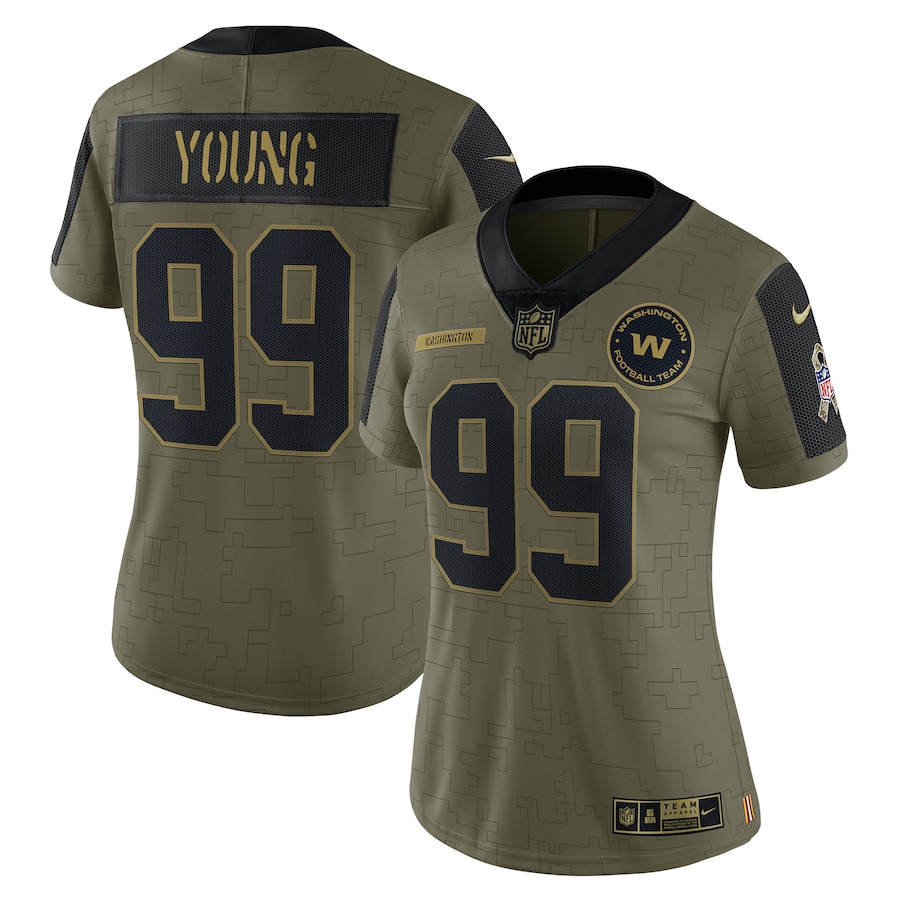 Womens Washington Football Team Chase Young Olive 2021 Salute To Service Limited Player Jersey
