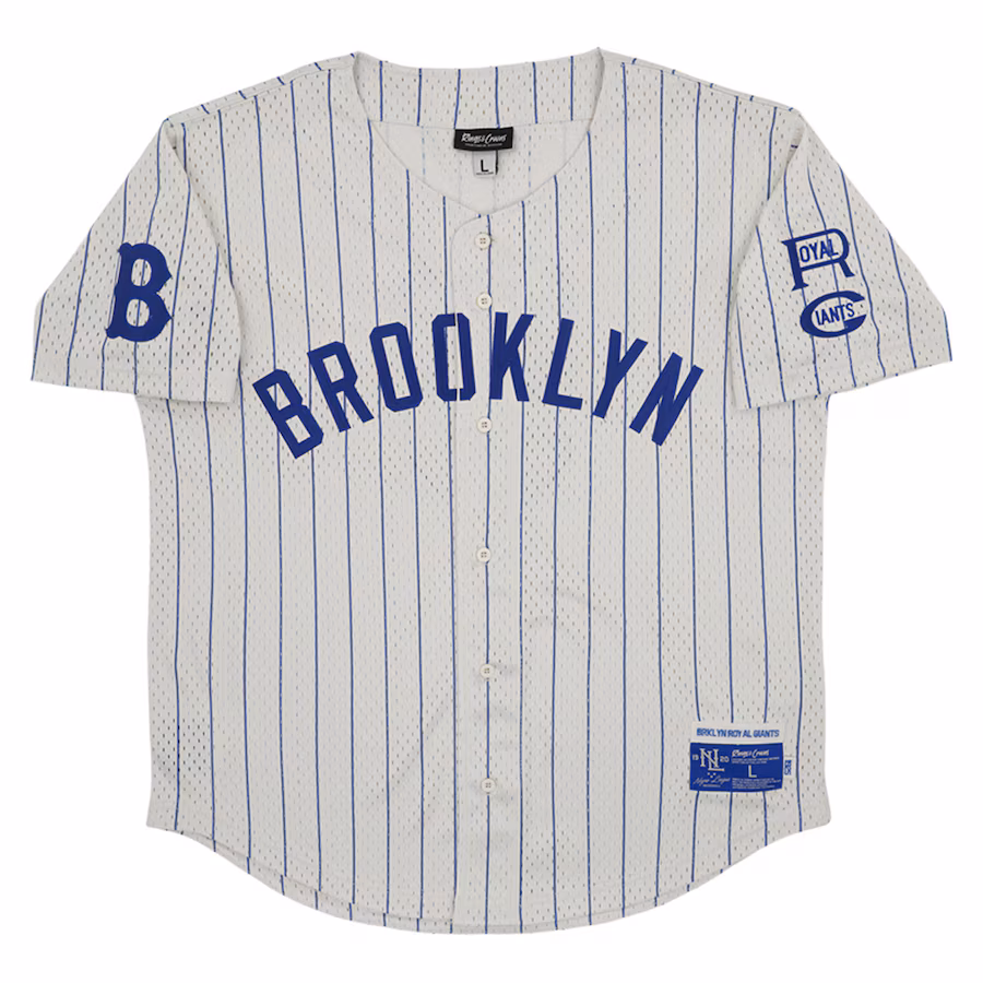Women's Brooklyn Royal Giants #5 Rings & Crwns Cream Mesh Button-Down Replica Jersey