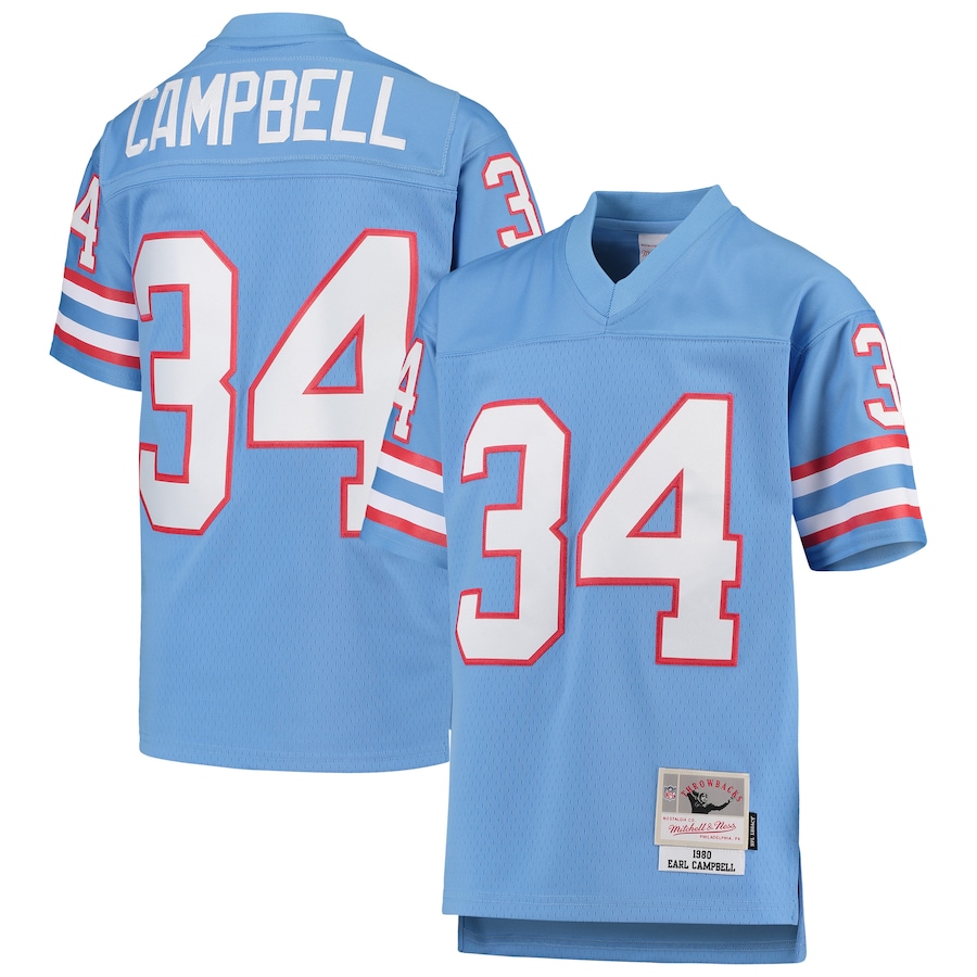 Youth Houston Oilers Earl Campbell Light Blue 1980 Gridiron Classic Legacy Retired Player Jersey