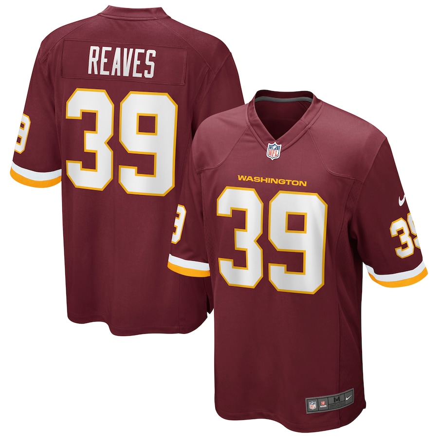 Mens Jeremy Reaves Washington Football Team Burgundy Game Player Jersey