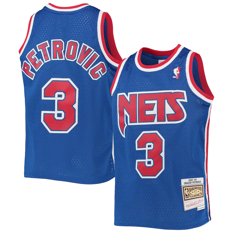 Youth New Jersey Nets Drazen Petrovic Mitchell & Ness Blue 1992/93 Hardwood Classics Swingman Jersey