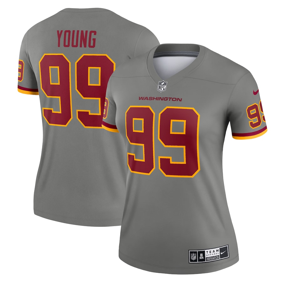 Womens Washington Football Team Chase Young Gray Inverted Legend Jersey