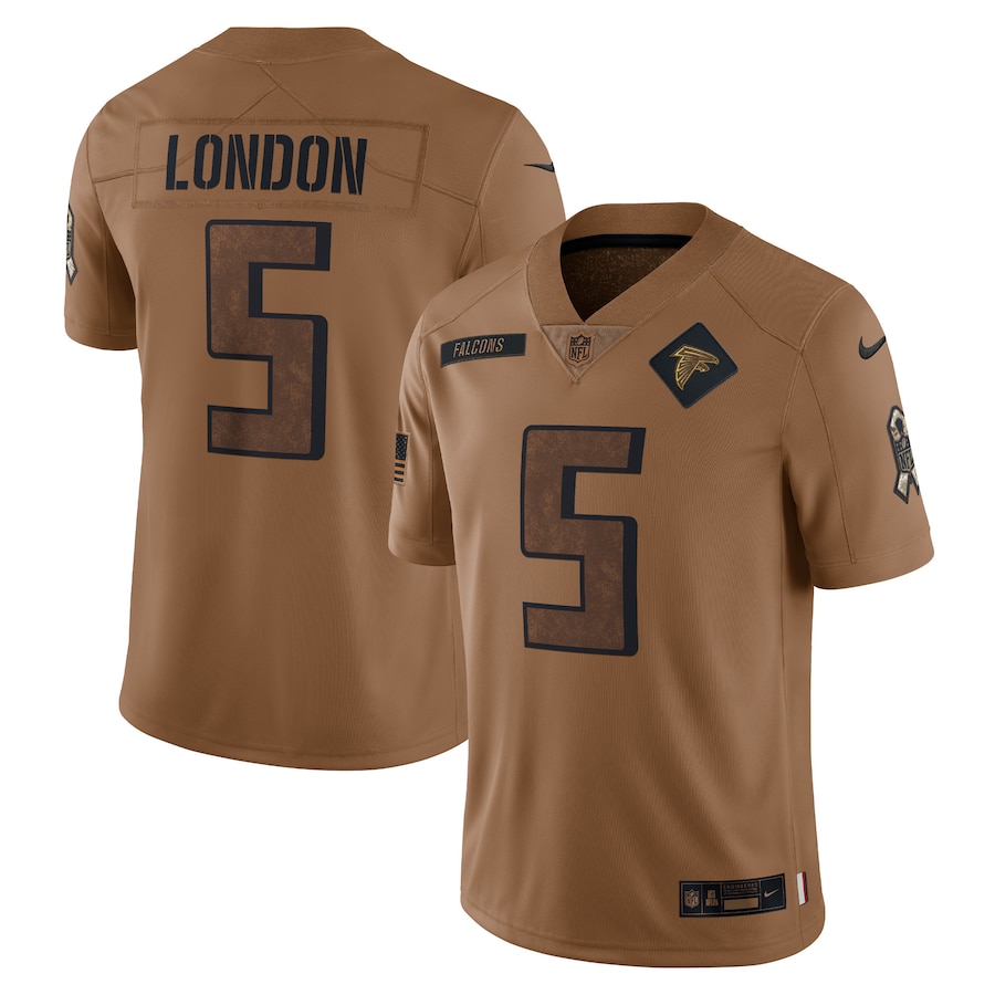 Mens Atlanta Falcons Drake London Brown 2023 Salute To Service Limited Jersey
