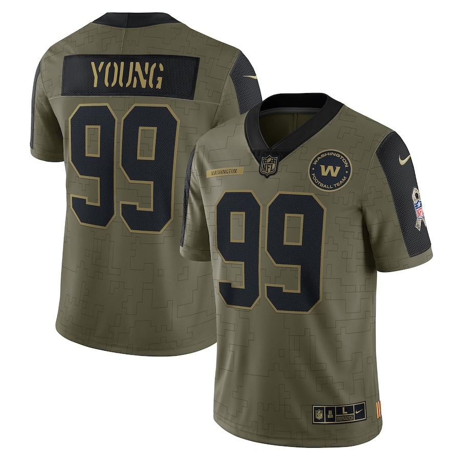 Mens Washington Football Team Chase Young Olive 2021 Salute To Service Limited Player Jersey