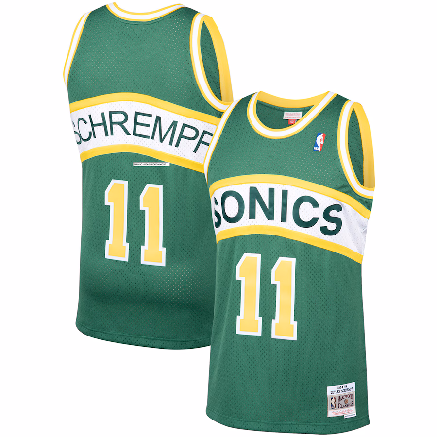 Men's Seattle SuperSonics Detlef Schrempf Mitchell & Ness Green Hardwood Classics Swingman Jersey