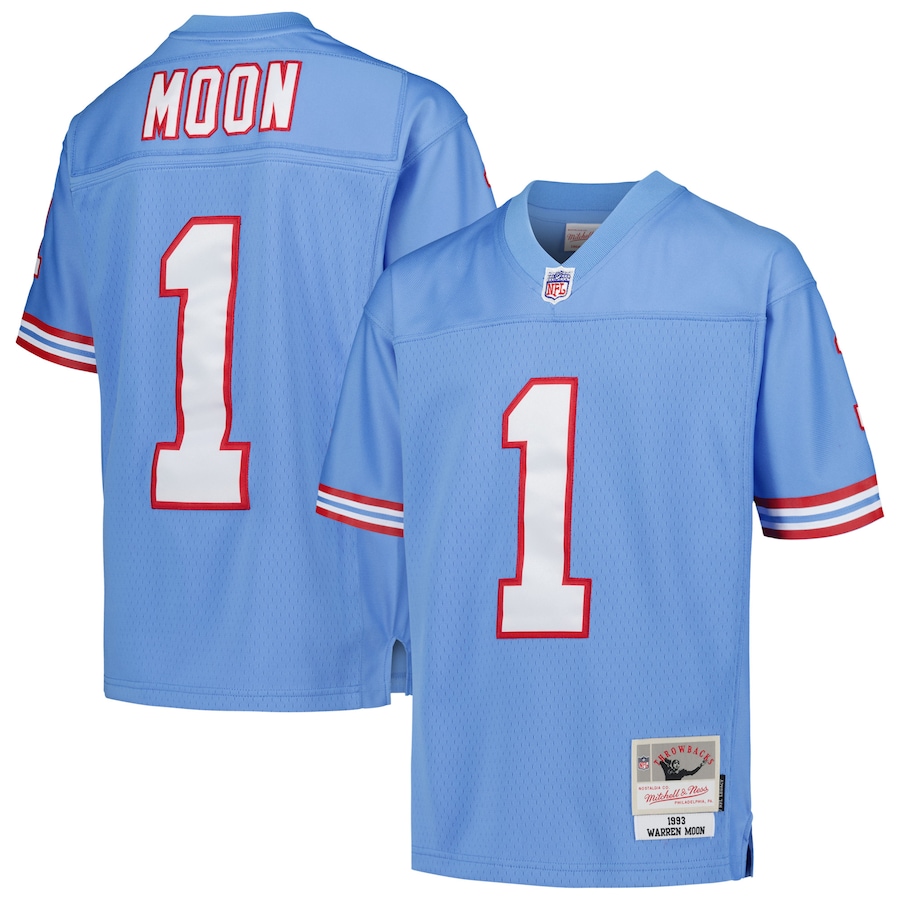 Youth Houston Oilers Warren Moon Light Blue Gridiron Classics 1993 Retired Player Legacy Jersey