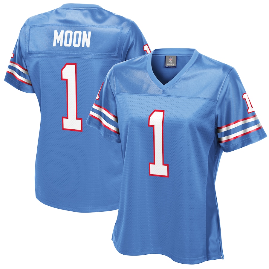 Womens Houston Oilers Warren Moon Pro Line Light Blue Gridiron Classics Retired Player Replica Jersey