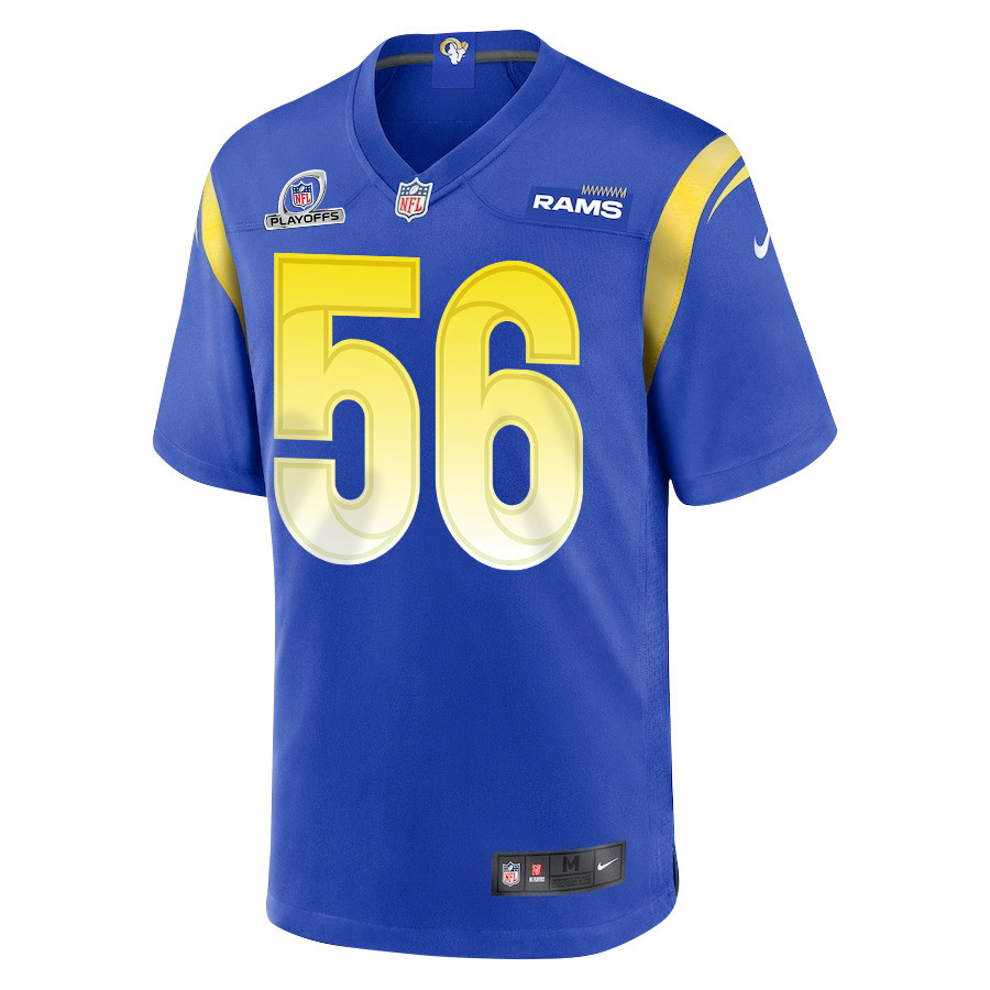 Christian Rozeboom 56 Los Angeles Rams 2023 Playoffs Patch Game Men Jersey - Royal