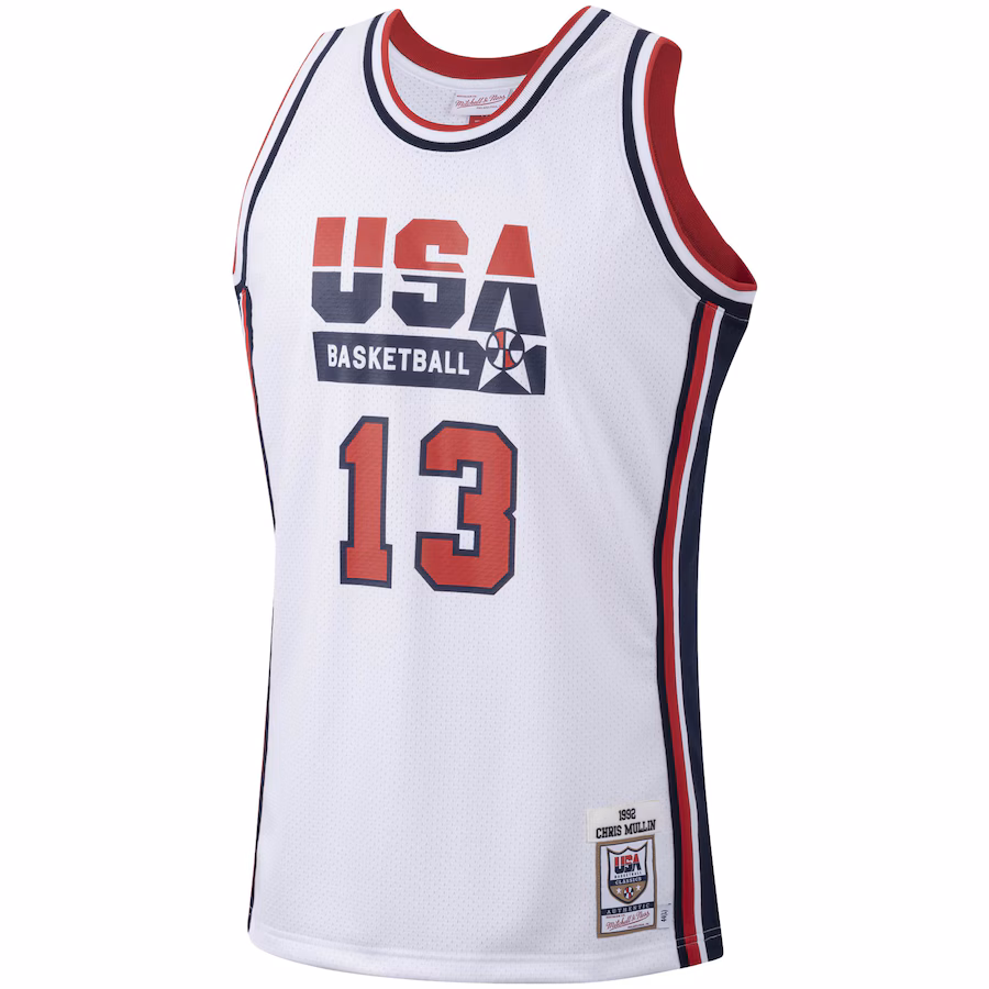 Men's USA Basketball Chris Mullin Mitchell & Ness White Authentic 1992 Jersey