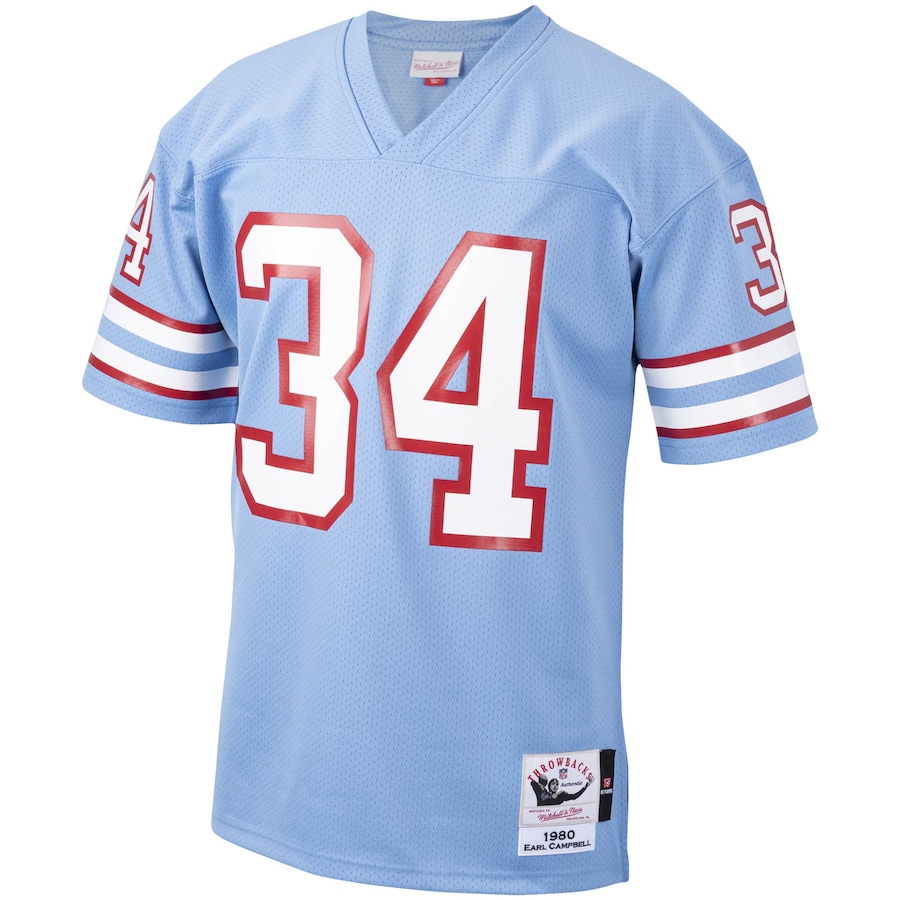 Mens Houston Oilers 1980 Earl Campbell Light Blue Authentic Throwback Retired Player Jersey