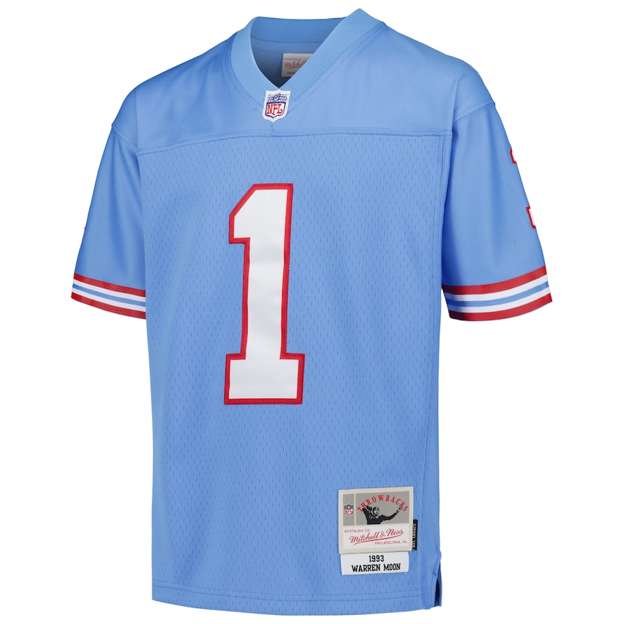 Youth Houston Oilers Warren Moon Light Blue Gridiron Classics 1993 Retired Player Legacy Jersey
