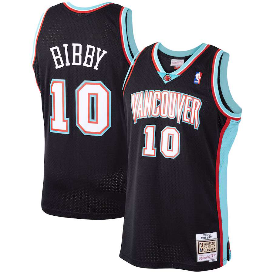 Men's Vancouver Grizzlies Mike Bibby Mitchell & Ness Black Hardwood Classics Swingman Jersey