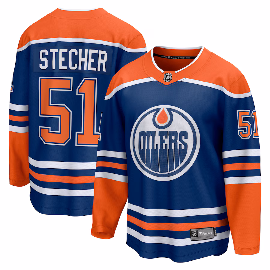 Troy Stecher Edmonton Oilers Fanatics Home Premier Breakaway Player Jersey - Royal