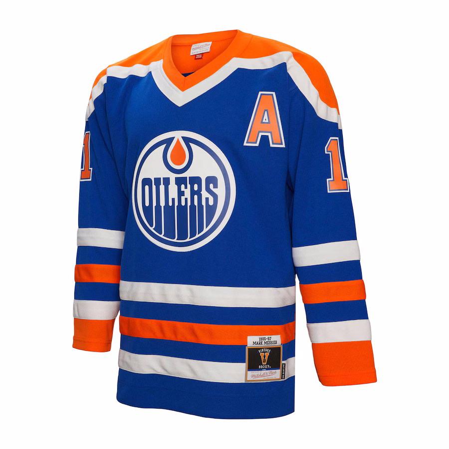 Mark Messier Edmonton Oilers Mitchell & Ness Alternate Captain Patch 1986/87 Blue Line Player Jersey - Royal