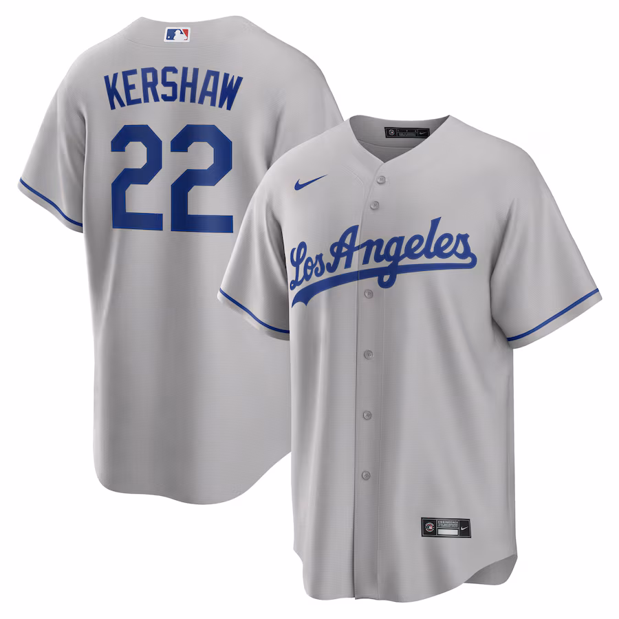 Clayton Kershaw Los Angeles Dodgers Nike Road Replica Player Name Jersey - Gray