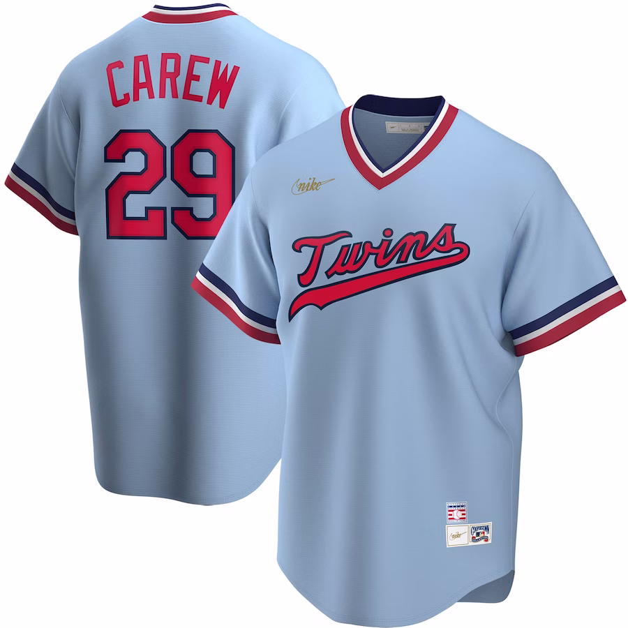 Rod Carew Minnesota Twins Nike Road Cooperstown Collection Player Jersey - Light Blue