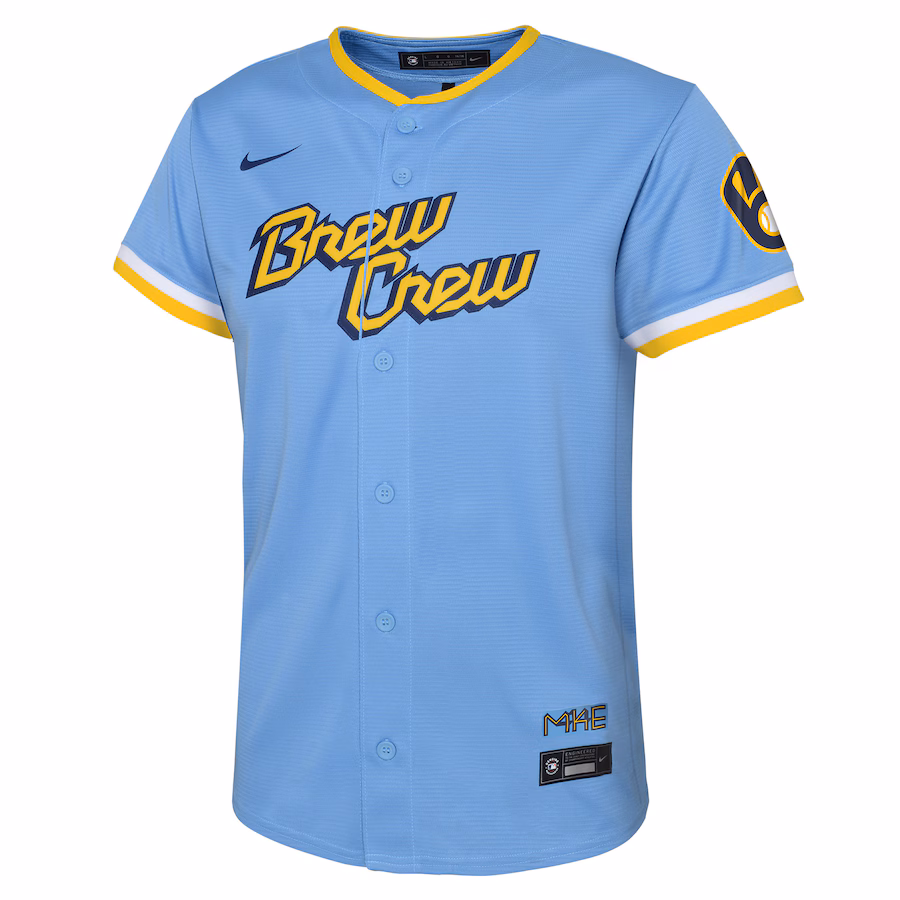 Lorenzo Cain Milwaukee Brewers Nike Youth City Connect Replica Player Jersey - Powder Blue