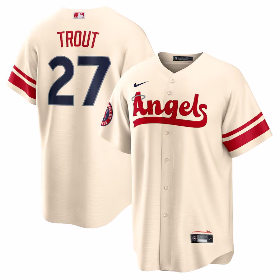 Mike Trout Los Angeles Angels Nike City Connect Replica Player Jersey - Cream