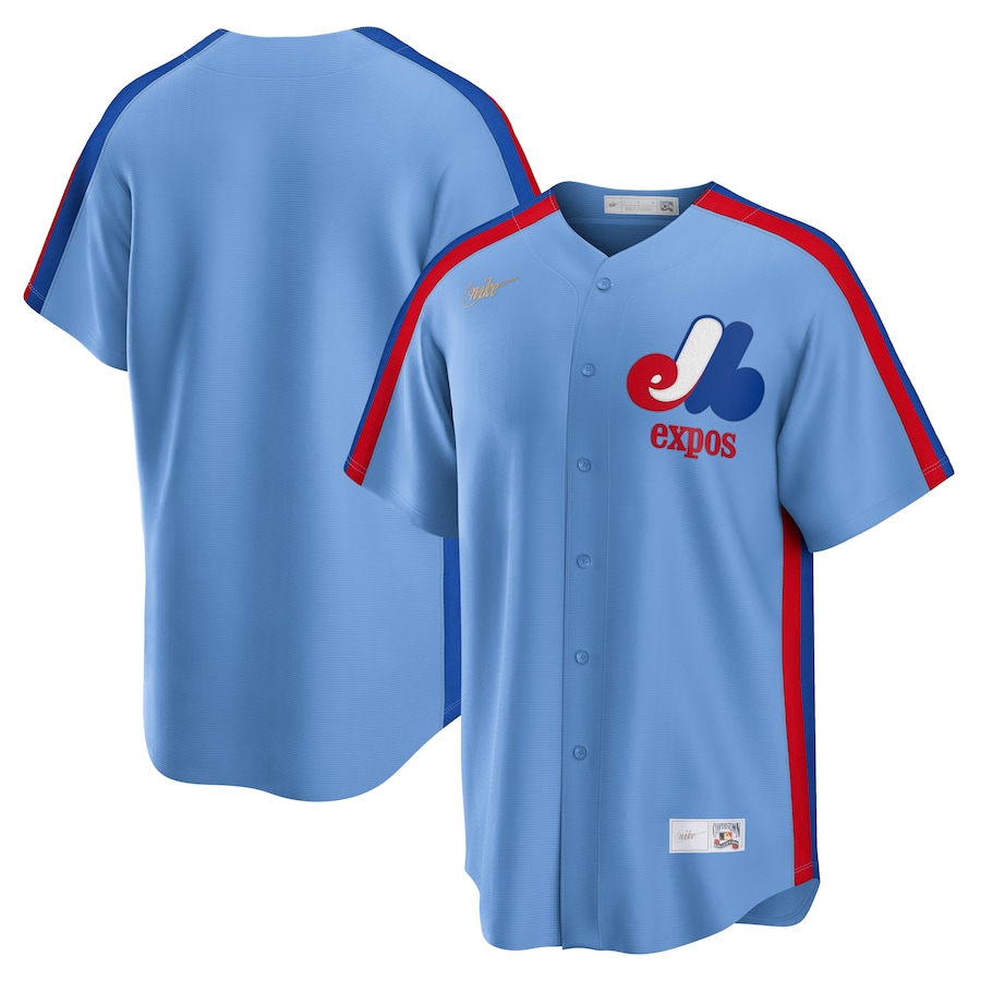Men's MLB Montreal Expos Light Blue Road Cooperstown Collection Team Jersey