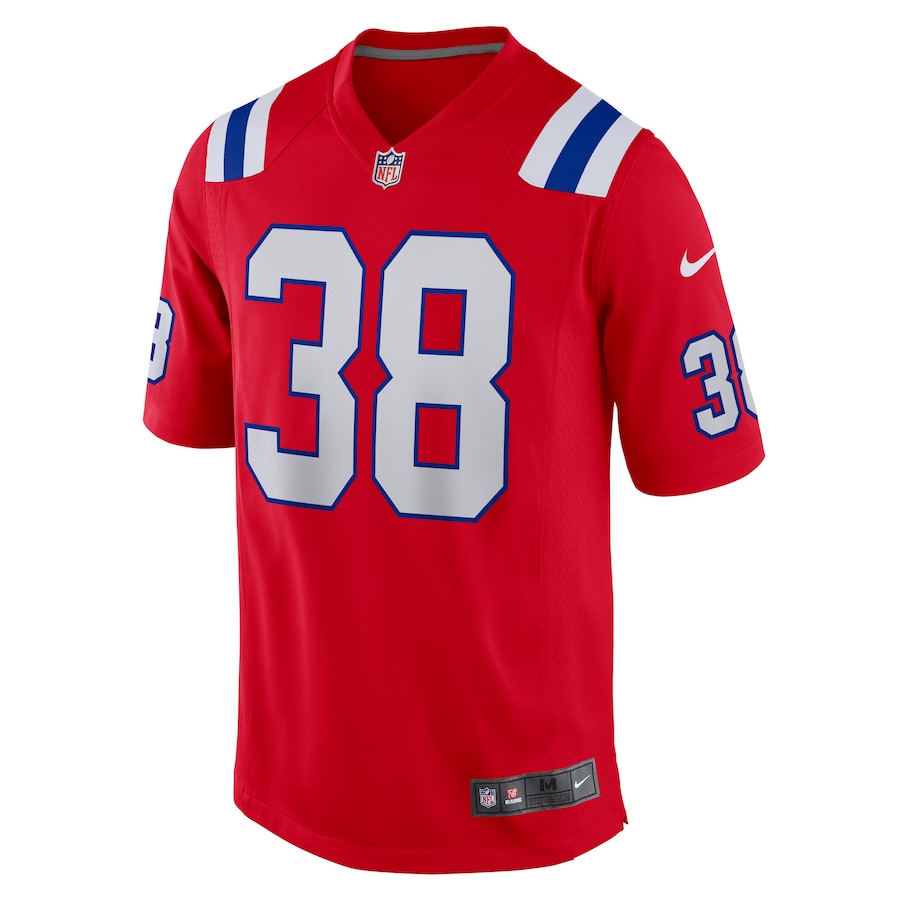 Mens New England Patriots Rhamondre Stevenson Red Alternate Game Player Jersey