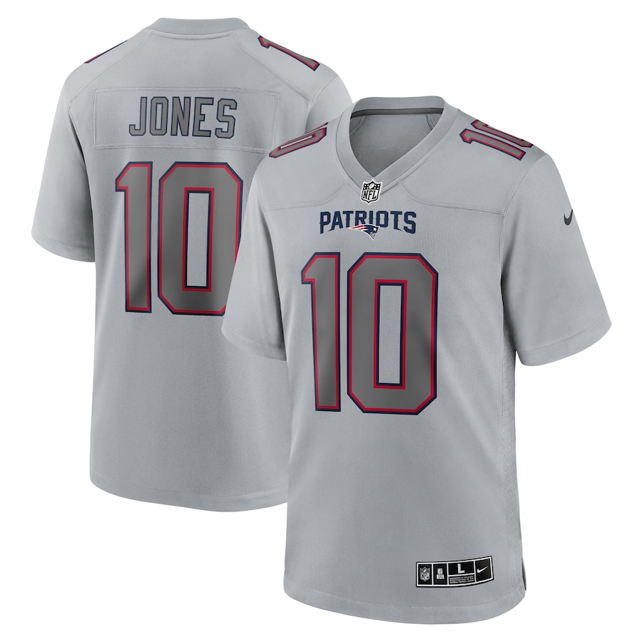 Mens New England Patriots Mac Jones Gray Atmosphere Fashion Game Jersey