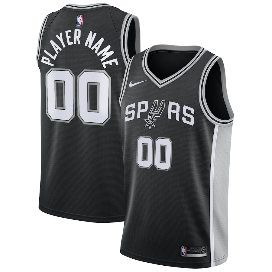 Men's NBA San Antonio Spurs Black Swingman Custom Jersey - Icon Edition