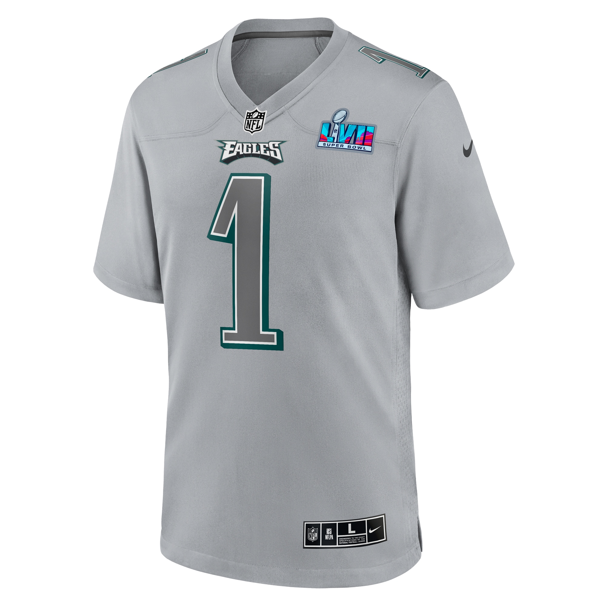 Jalen Hurts Philadelphia Eagles Super Bowl LVII Patch Atmosphere Fashion Game Jersey - Gray