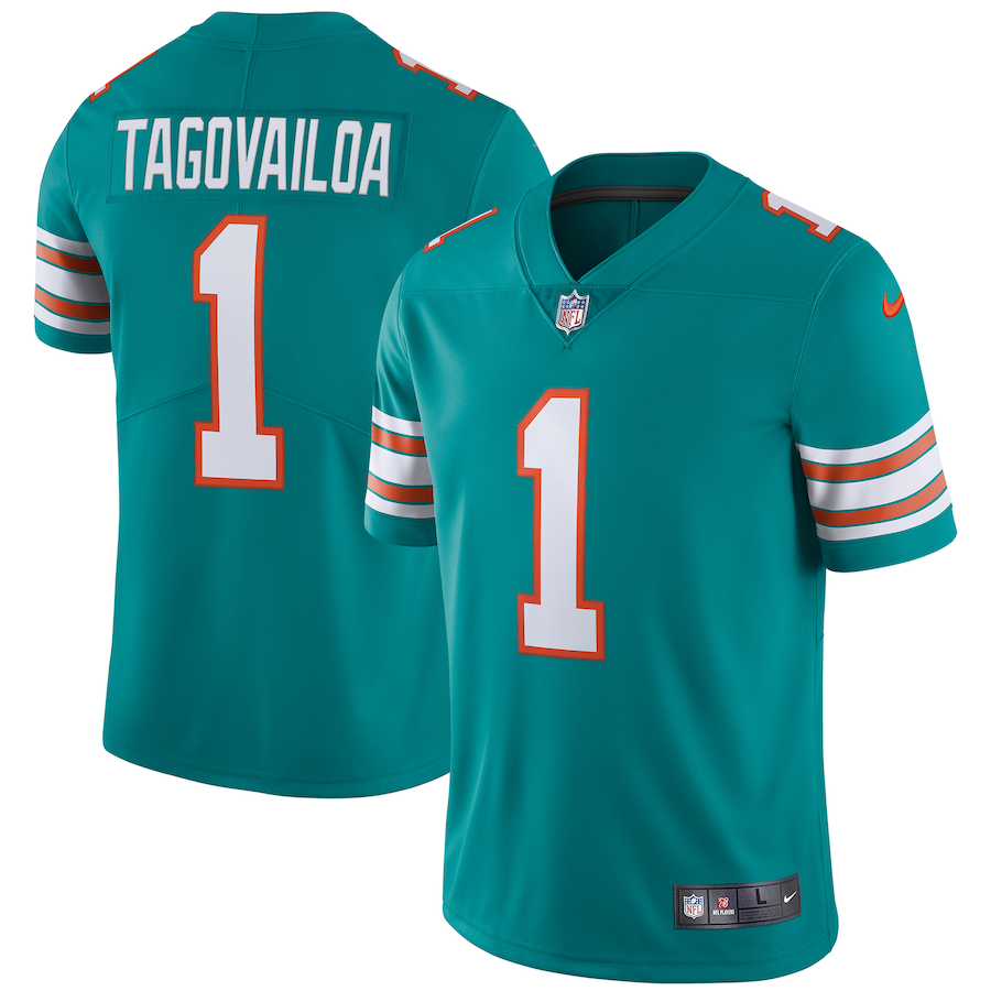 Mens Miami Dolphins Tua Tagovailoa Aqua Alternate Vapor Limited Jersey