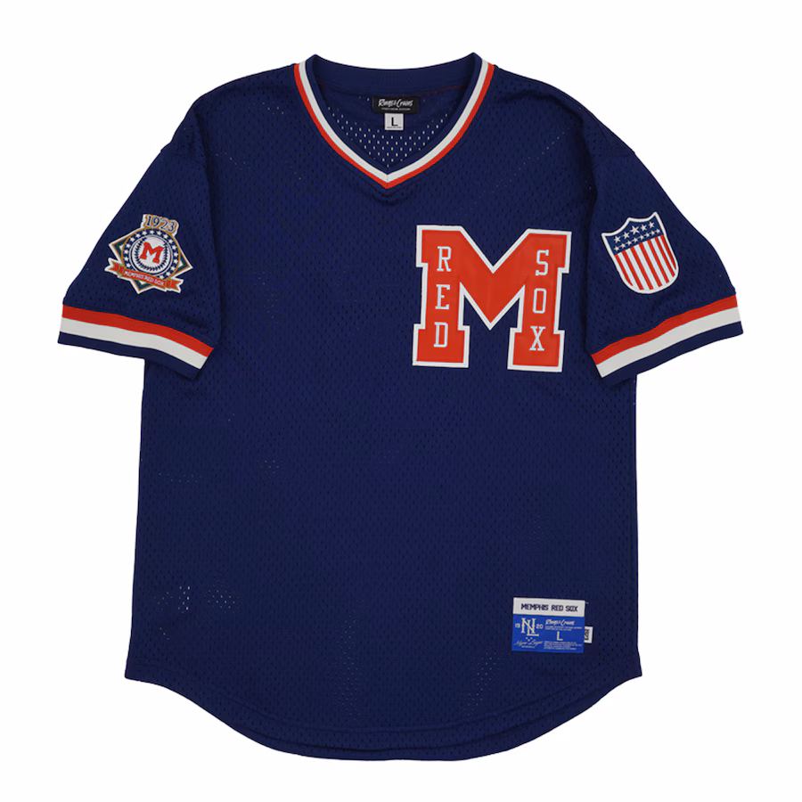Women's Memphis Red Sox #6 Rings & Crwns Navy Mesh Replica V-Neck Jersey