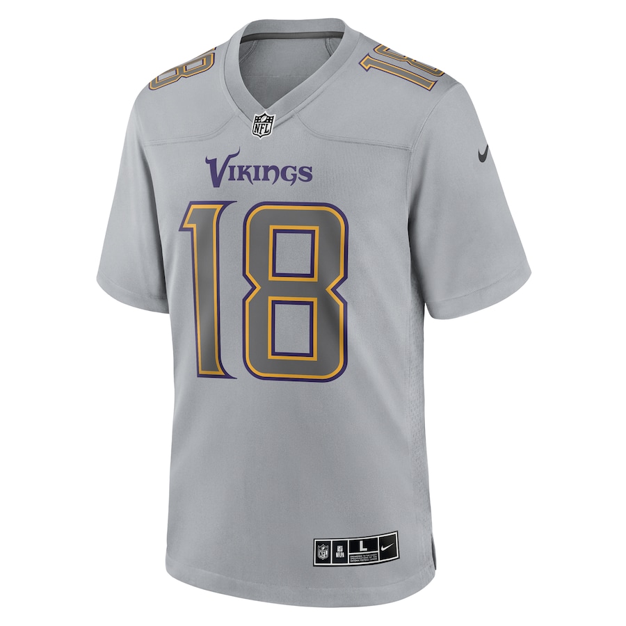 Mens Minnesota Vikings Justin Jefferson Gray Atmosphere Fashion Game Jersey