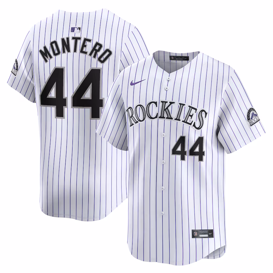 Youth Colorado Rockies Elehuris Montero Nike White Home Limited Player Jersey