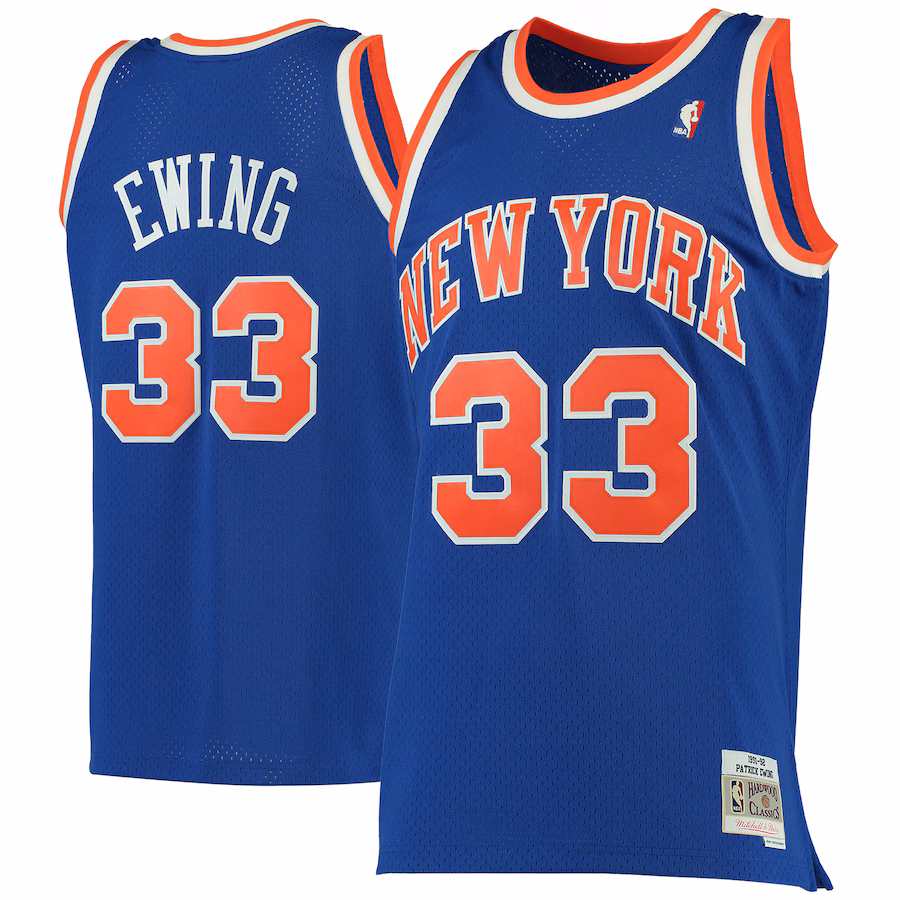 Men's New York Knicks Patrick Ewing Mitchell & Ness Blue Hardwood Classics Swingman Jersey