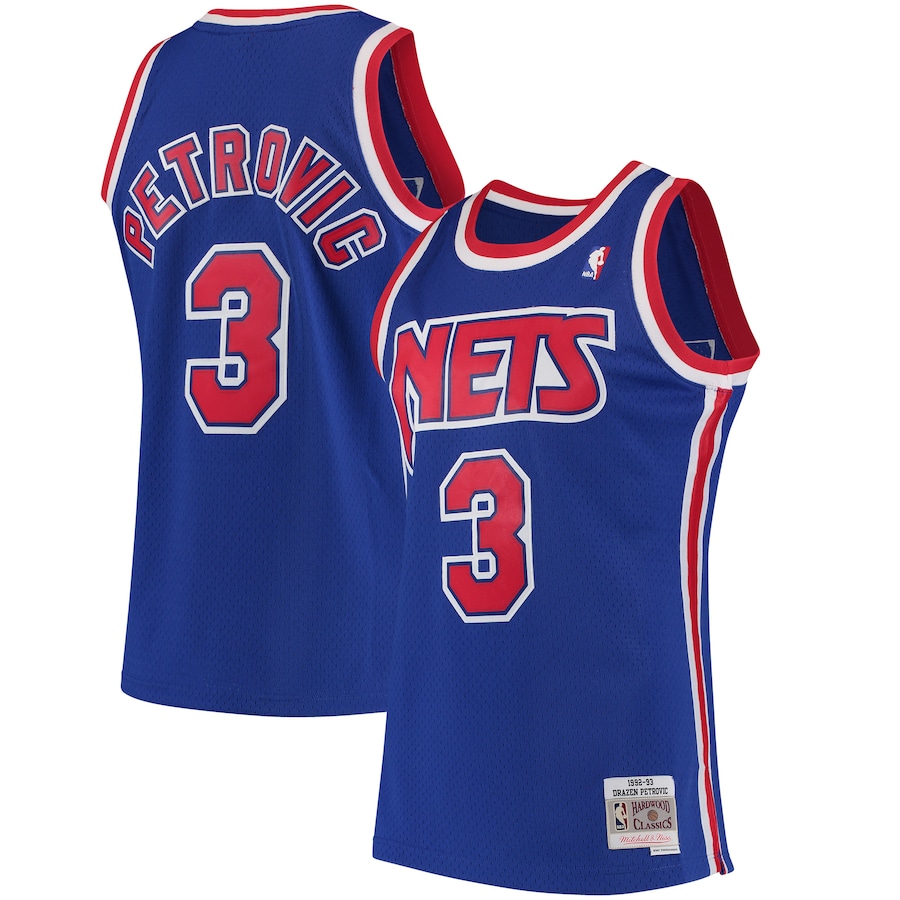 Men's New Jersey Nets Drazen Petrovic Mitchell & Ness Royal Hardwood Classics Swingman Jersey