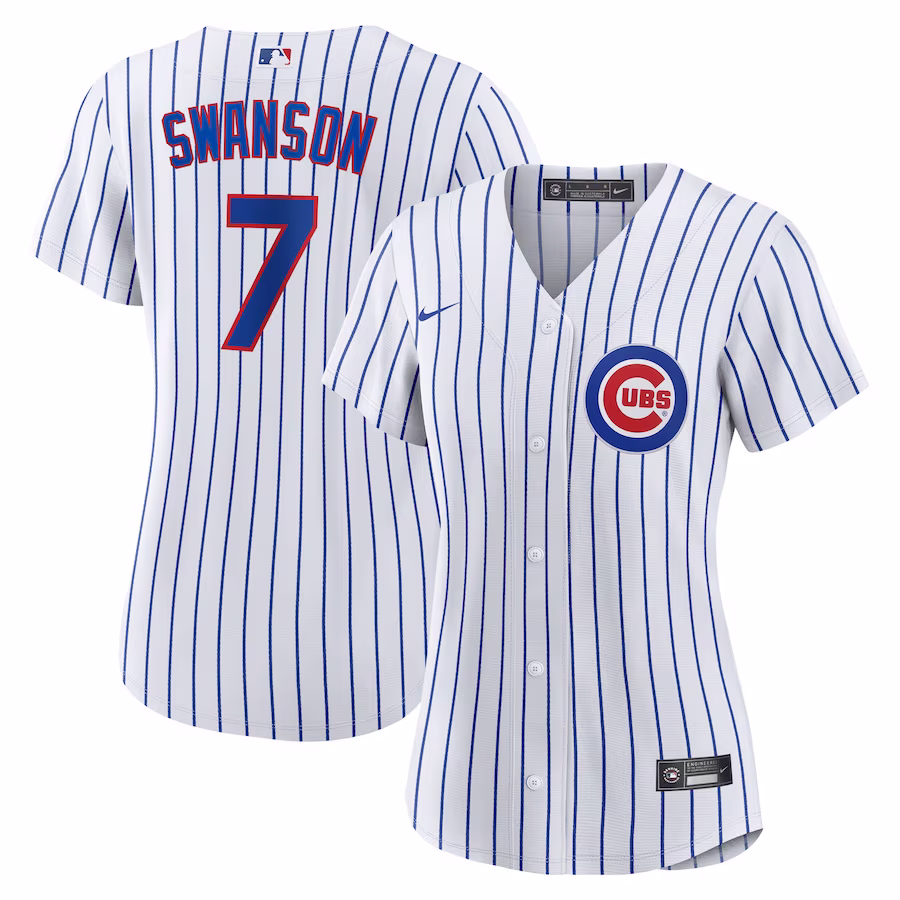 Men's Chicago Cubs Dansby Swanson Nike White/Royal Home Replica Player Jersey