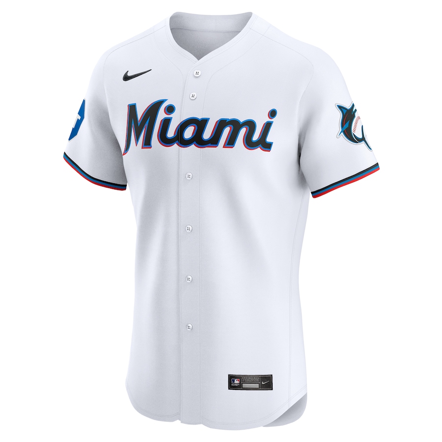Men's Miami Marlins White Home Elite Pick-A-Player Retired Roster Patch Jersey
