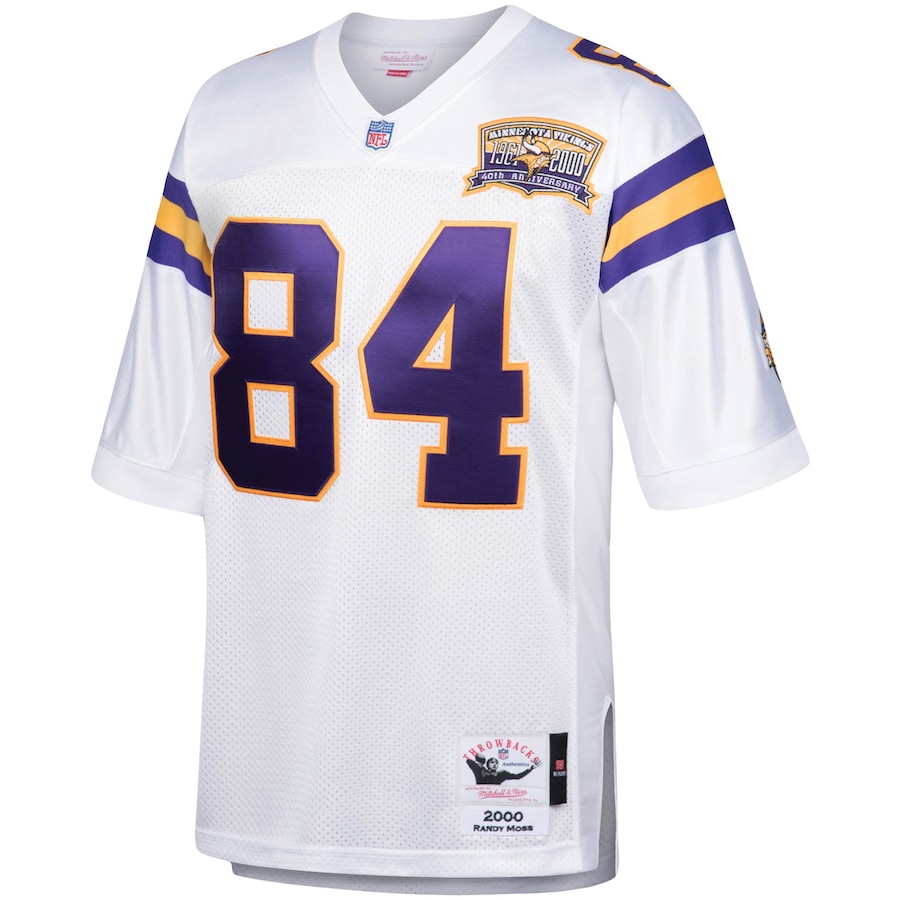 Mens Minnesota Vikings 2000 Randy Moss White Authentic Throwback Retired Player Jersey