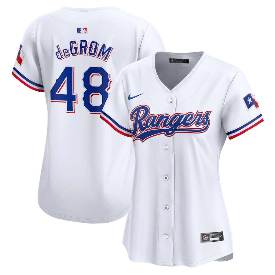 Youth Texas Rangers Jacob deGrom Nike White Home Limited Player Jersey