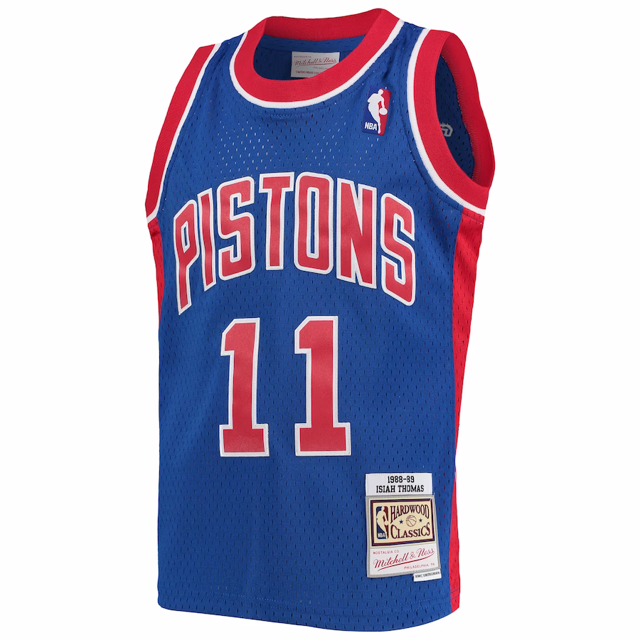 Youth Detroit Pistons Isaiah Thomas Mitchell & Ness Blue 1988-89 Hardwood Classics Swingman Jersey