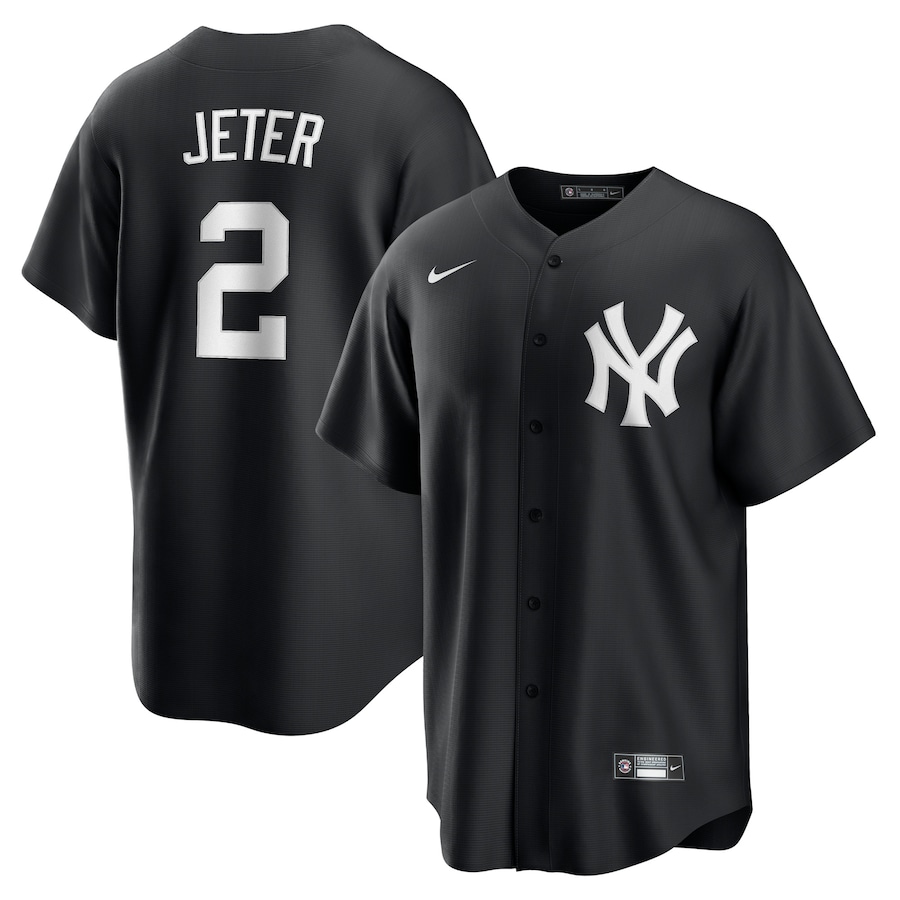 Men's New York Yankees Derek Jeter Black Official Replica Player Jersey