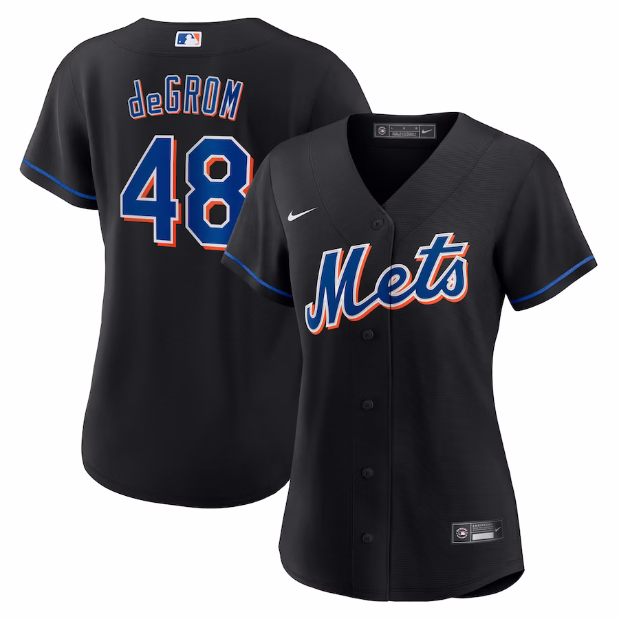 Youth New York Mets Jacob deGrom Nike Black 2022 Alternate Replica Player Jersey