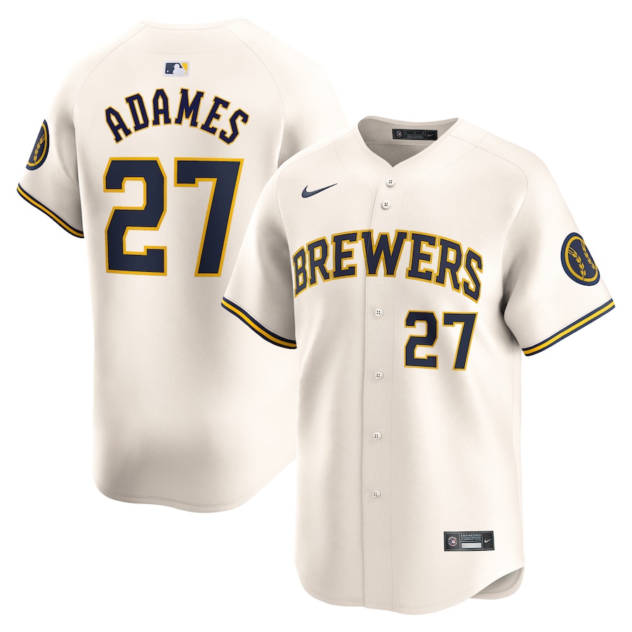Men's Milwaukee Brewers Willy Adames Cream Home Limited Player Jersey