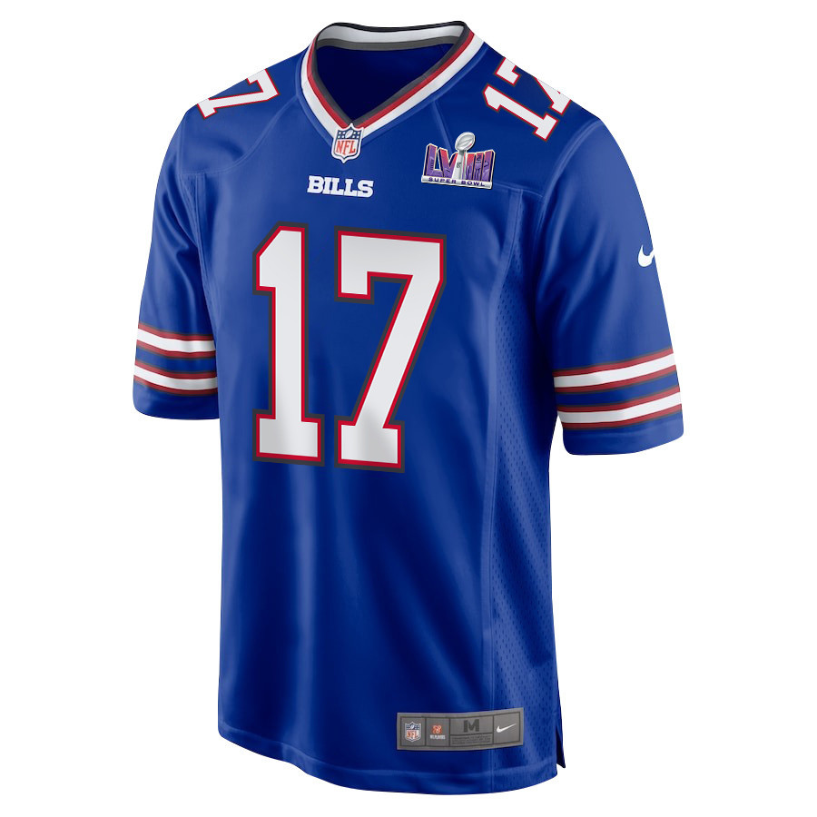 Josh Allen 17 Signed Buffalo Bills Super Bowl LVIII Game Men Jersey - Royal
