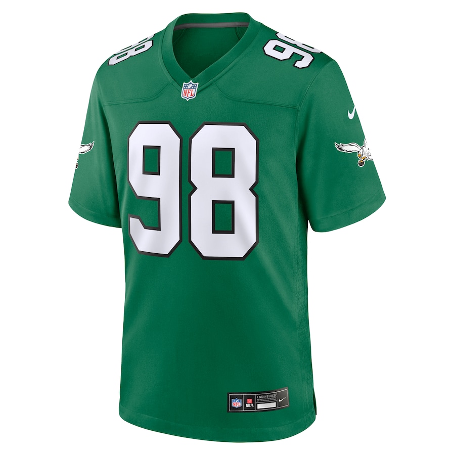 Mens Philadelphia Eagles Jalen Carter Kelly Green Alternate Game Jersey
