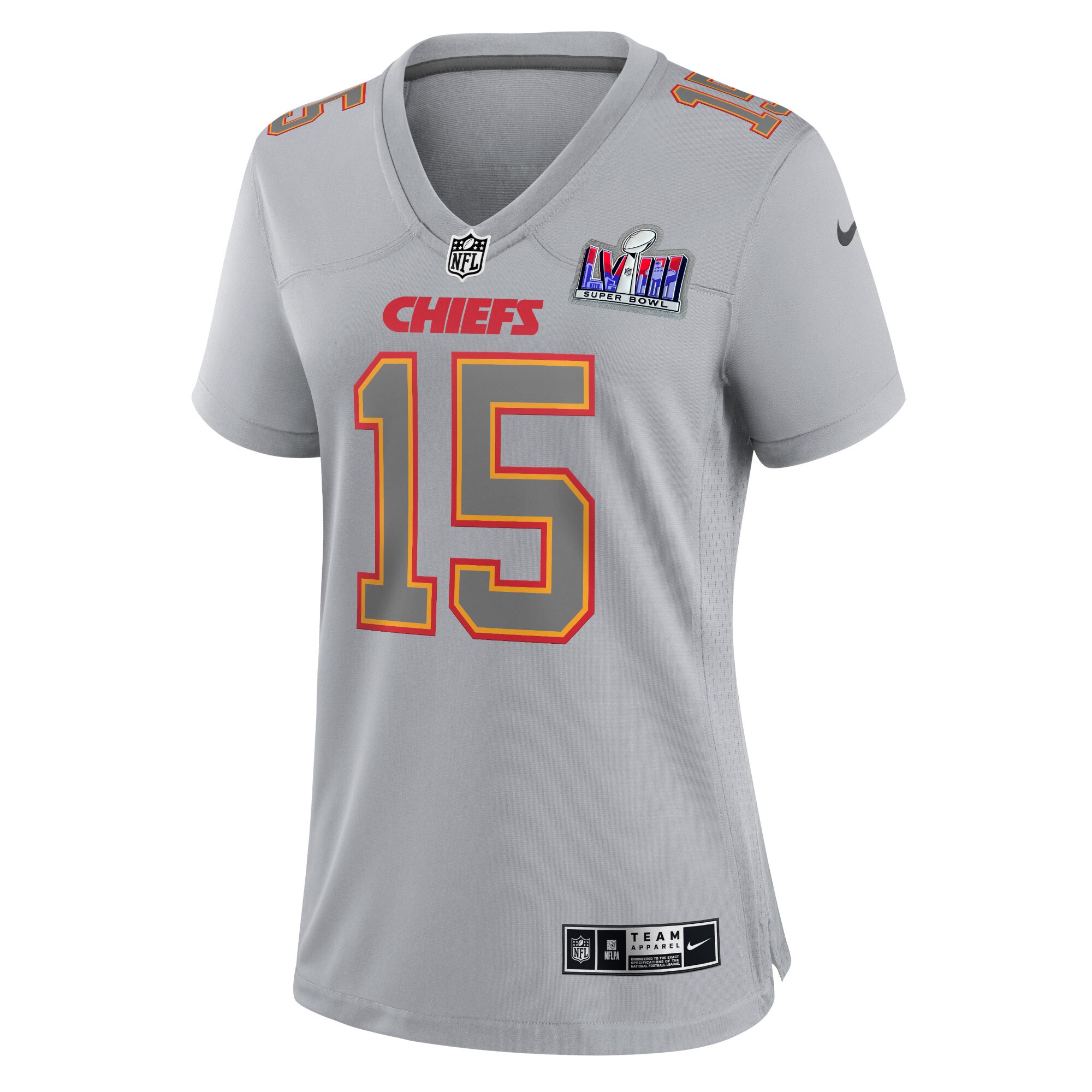 Patrick Mahomes Kansas City Chiefs Women's Super Bowl LVIII Atmosphere Fashion Game Jersey - Gray