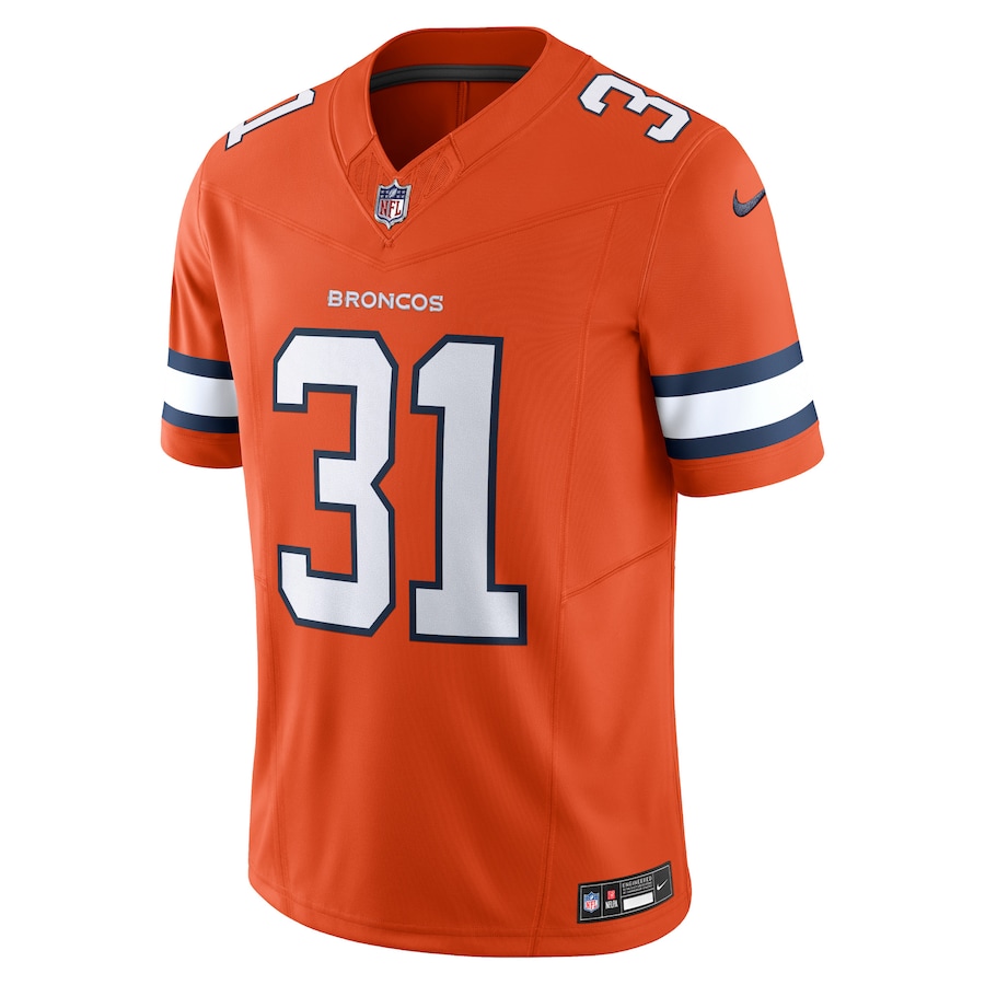 Mens Denver Broncos Justin Simmons Orange Vapor F.U.S.E. Limited Jersey
