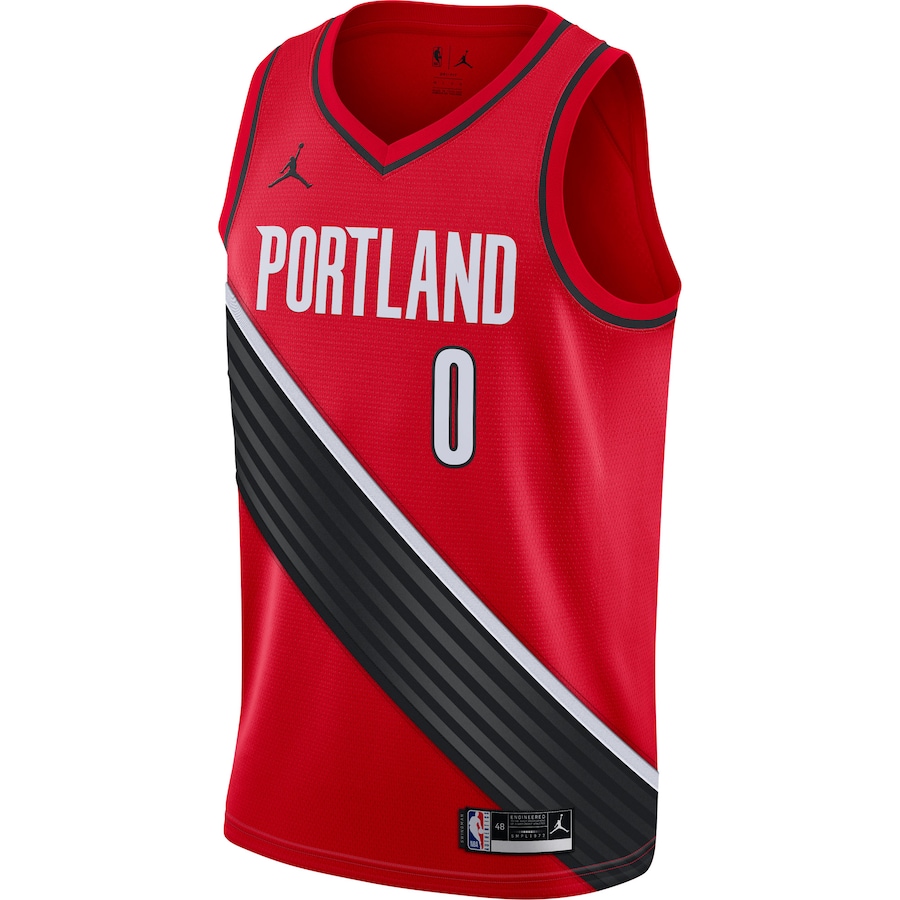Men's Portland Trail Blazers Damian Lillard Jordan Brand Red 2020/21 Swingman Jersey - Statement Edition