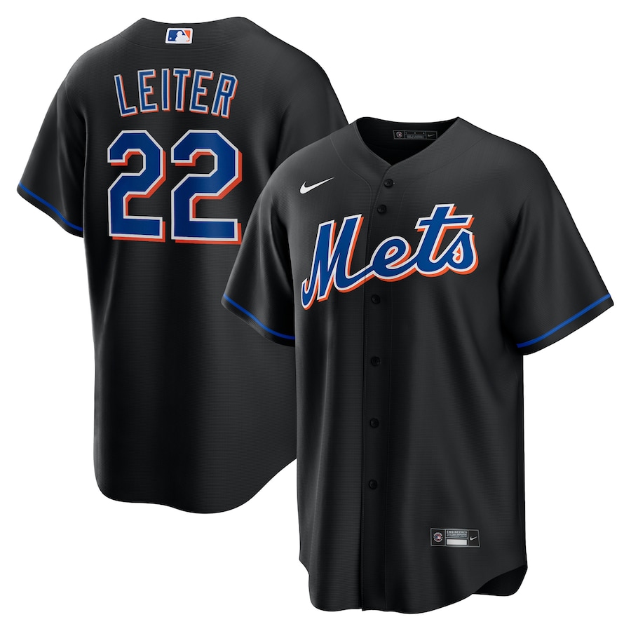 Men's New York Mets Al Leiter Black 2022 Alternate Replica Player Jersey