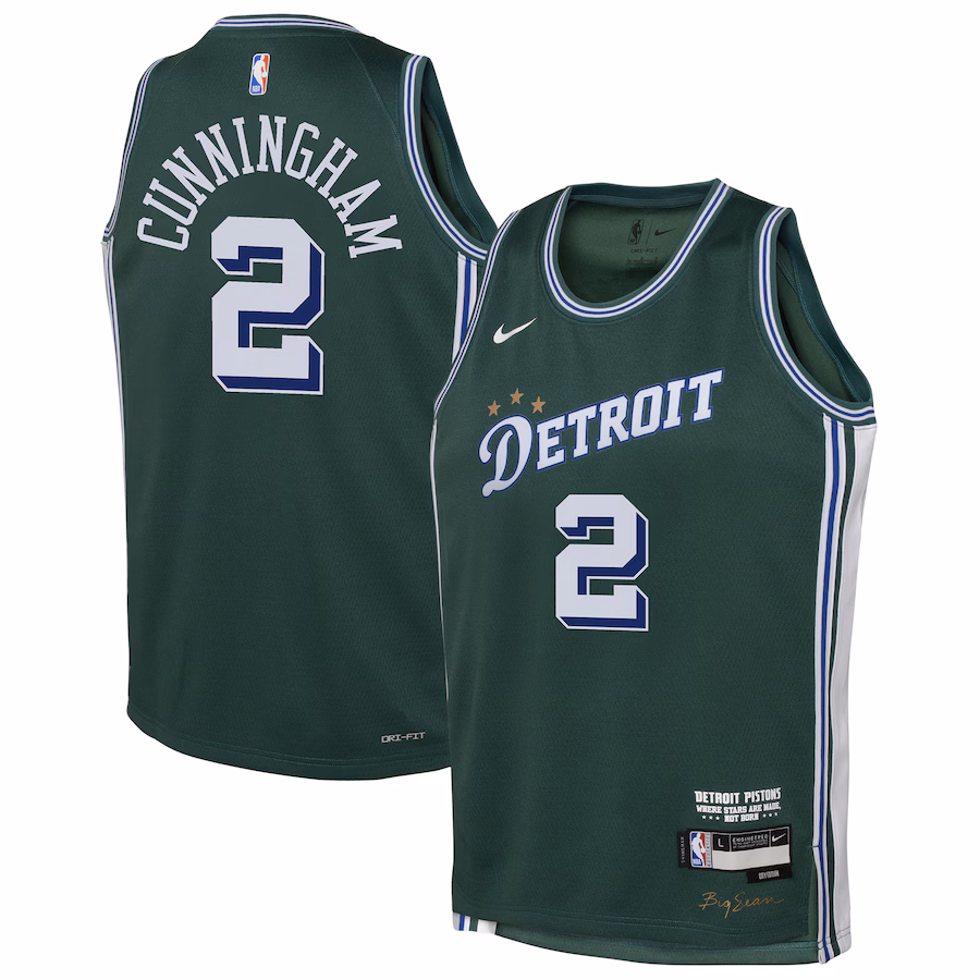 Youth Detroit Pistons Cade Cunningham Nike Green 2022/23 Swingman Jersey - City Edition