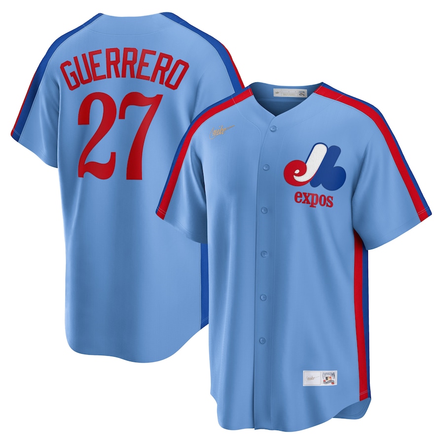Men's MLB Montreal Expos Vladimir Guerrero Powder Blue Road Cooperstown Collection Player Jersey
