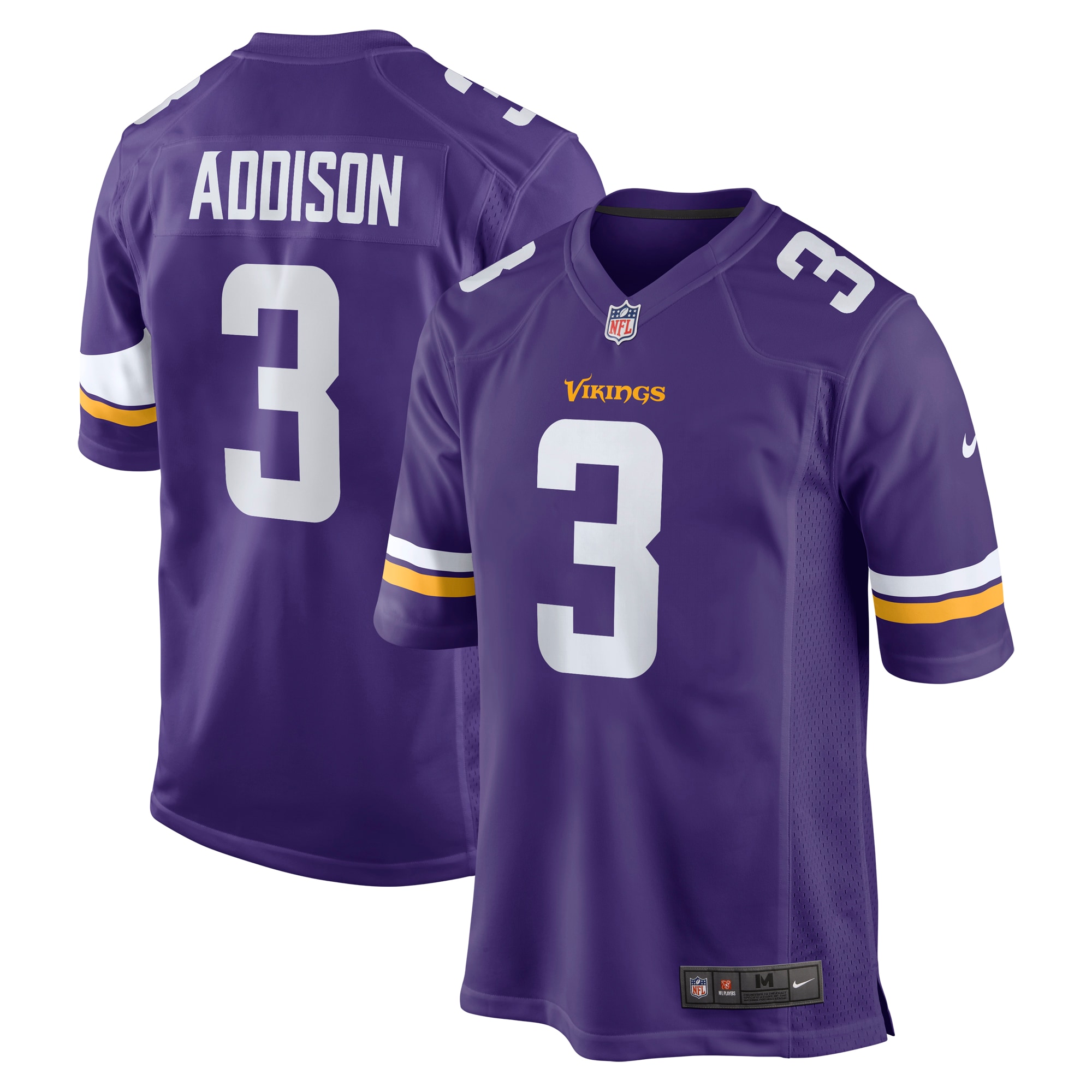 Jordan Addison Minnesota Vikings 2023 NFL Draft First Round Pick Game Jersey - Purple